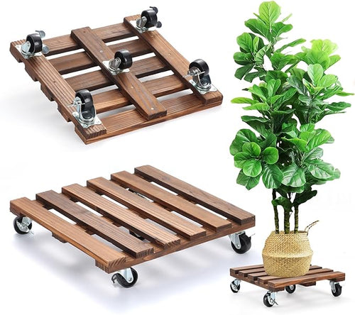2 Pack Plant Stand with Wheels, Flower Pot by PRAQECZ