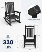 KINGYES Outdoor Rocking Chair Set of 4, High Density Polyethylene Patio Rocking - Image 3