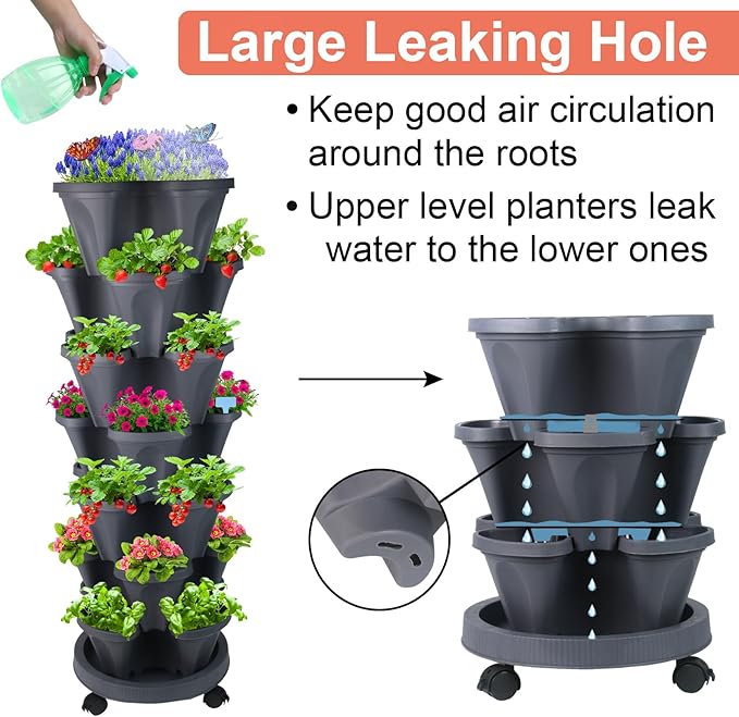 DUNCHATY Stackable Planter, Vertical Strawberry Planter - Image 6