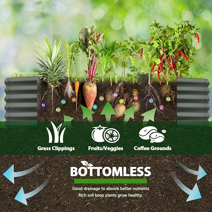 A ANLEOLIFE 6X2X1.5 ft Galvanized Raised Garden Beds Outdoor, Oval Round Metal - Image 8