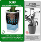 Garvee 16" Tall Planters Set of 2, Outdoor＆Indoor Black Planter Pots, High - Image 8