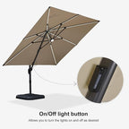 PURPLE LEAF 10 Feet Patio Umbrella Outdoor Cantilever Solar Powered LED Square - Image 6