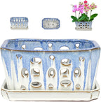W&W Orchid Pot with Holes and Saucer by WWHomeDecor