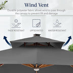 Best Choice Products 10ft Square Cantilever Patio Umbrella w/Base Included - Image 7