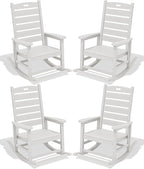 SERWALL Outdoor Rocking Chair Set of 4, Oversized HDPE Patio Rocking Chair by SERWALL