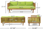 Merax Outdoor 3 Seater Daybed, Acacia Wood Day Bed Couch Sofa - Image 3
