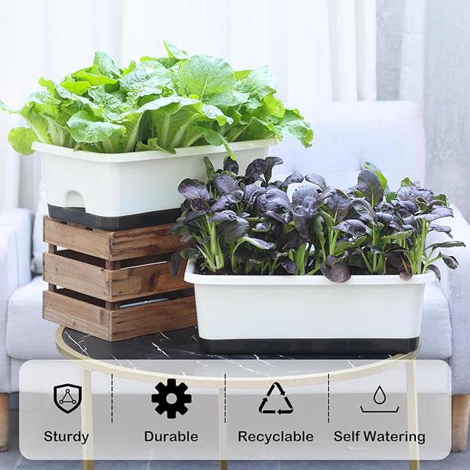 Window Box Planter 6 Pcs, 18 Inches Rectangle Flower Pots - Image 3
