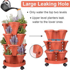 DUNCHATY Stackable Planters 4 Tier Vertical Garden Planting Tower Planters - Image 4