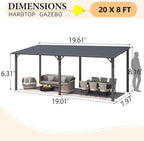 AECOJOY 8' x 20' Outdoor Hardtop Metal Gazebo - Image 6