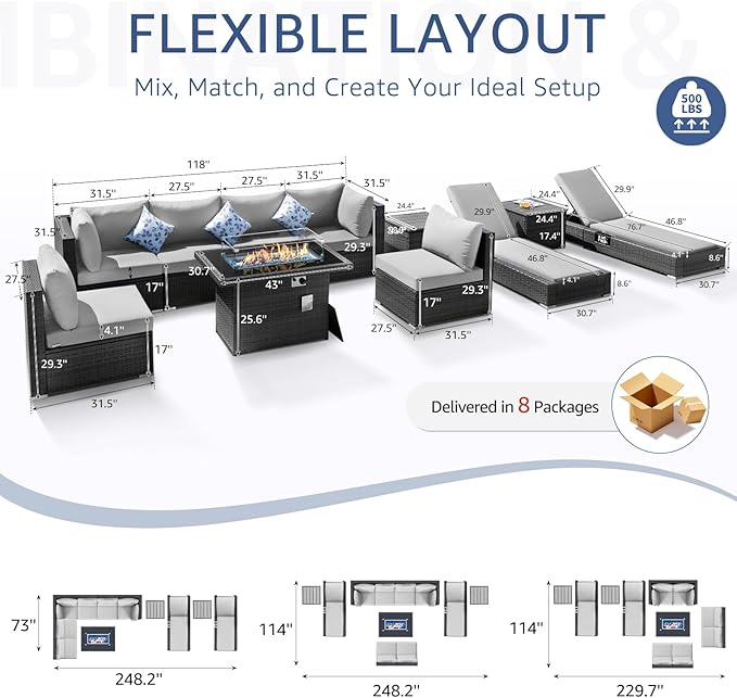 NICESOUL 11 Piece Outdoor Patio Furniture Set - Image 3