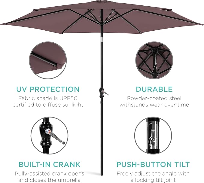 Best Choice Products 10ft Outdoor Table Compatible Steel Polyester Market Patio - Image 5