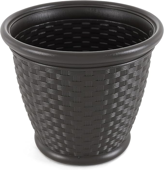 Suncast Sonora 18 Inch Lightweight Durable Plastic Wicker Decorative Flower - Image 7