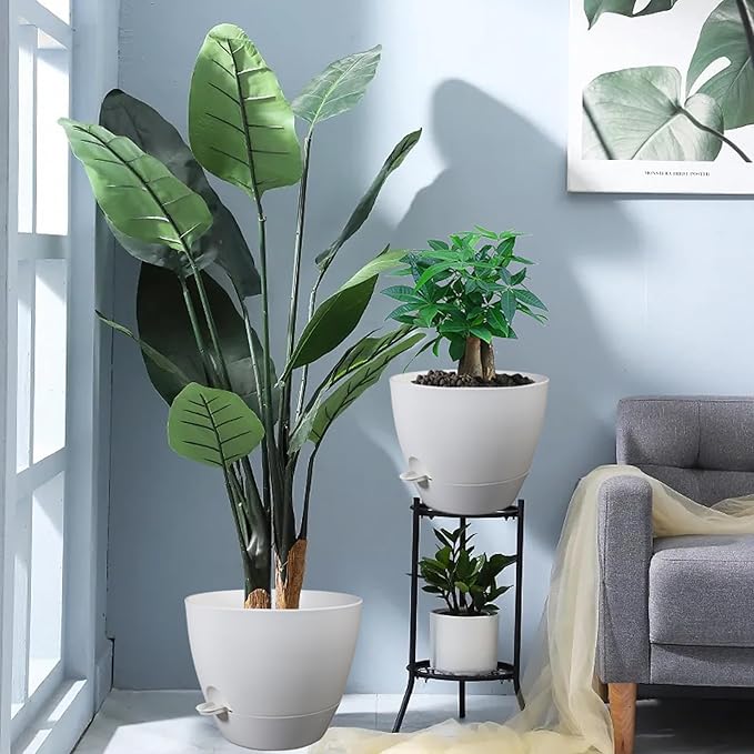 12inch 2Pack Large Self Watering Planters, Plastic Plant Pots - Image 7