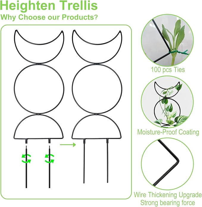4 Packs 19 in Heighten Trellis for Climbing Plants Indoor, HENABLE Small Garden - Image 2