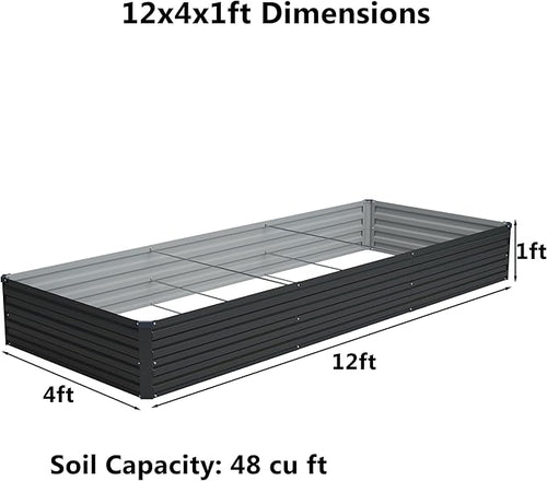 12x4x1 ft Galvanized Raised Garden Bed, Outdoor Planter Box Metal Patio Kit - Image 2