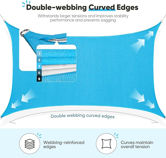 Quictent 24X24FT Large Overzied 185G HDPE Square Sun Shade Sail Turquoise - Image 4