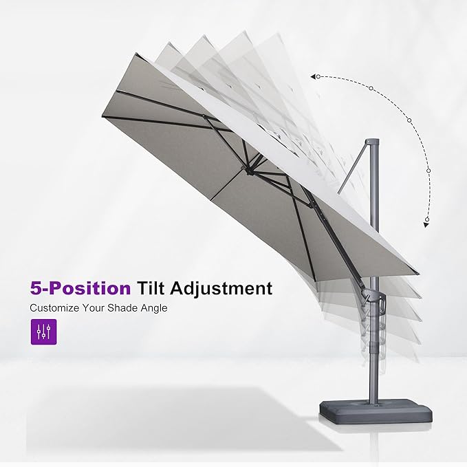 PURPLE LEAF Patio Umbrella 8' X 8' Rectangle Cantilever Umbrella Large Aluminum - Image 6