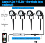 20W Outdoor RGB LED Spotlights 4 Pack, 120V 1000lm - Image 6