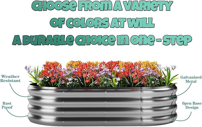 Raised Garden Beds Outdoor Galvanized Planter Raised Garden Bed 4x2x1ft Flower - Image 4