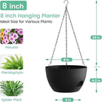 4 Pack 8 Inch Self Watering Hanging Planters - Image 3