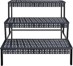 3 Tiers Metal Plant Stand, Rectangular Ladder Flower Pots Outdoor, Indoor Plant by Garden4you