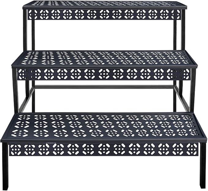 3 Tiers Metal Plant Stand, Rectangular Ladder Flower Pots Outdoor, Indoor Plant by Garden4you