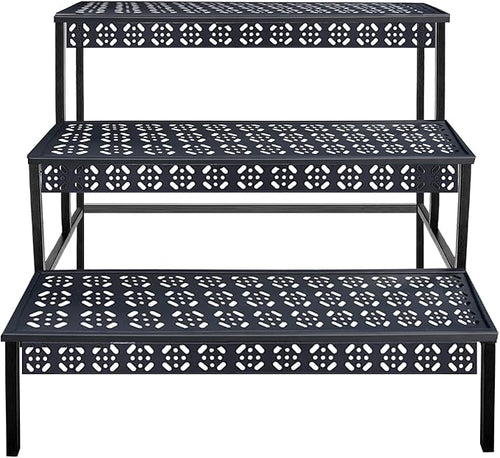 3 Tiers Metal Plant Stand, Rectangular Ladder Flower Pots Outdoor, Indoor Plant by Garden4you