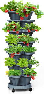 Strawberry Vertical Planter Tower Garden, 7 Tiered Stackable Planter Herb by Tectsia