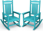 KINGYES Outdoor Rocking Chair Set of 2, High Density Polyethylene Patio Rocking by KINGYES
