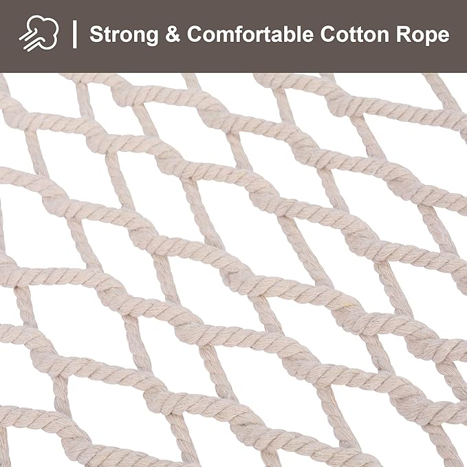 SUNCREAT Hammocks Traditional Rope Double Hammock - Image 4