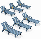 SERWALL Patio Chaise Lounge Chair Set of 6, 5 Positions Adjustable Poly Outdoor by SERWALL