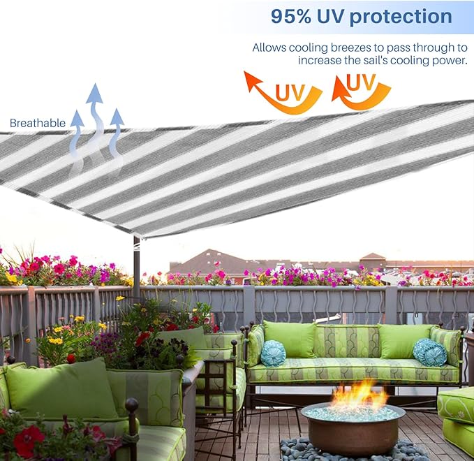 E&K Sunrise 14' x 14' x 14' Sun Shade Sail Triangle Canopy Shade Cover UV Block - Image 5
