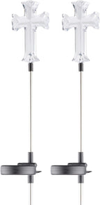 Alpine Corporation 34" Tall Outdoor Solar Powered Cross Pathway Light Stakes by AlpineCorporation