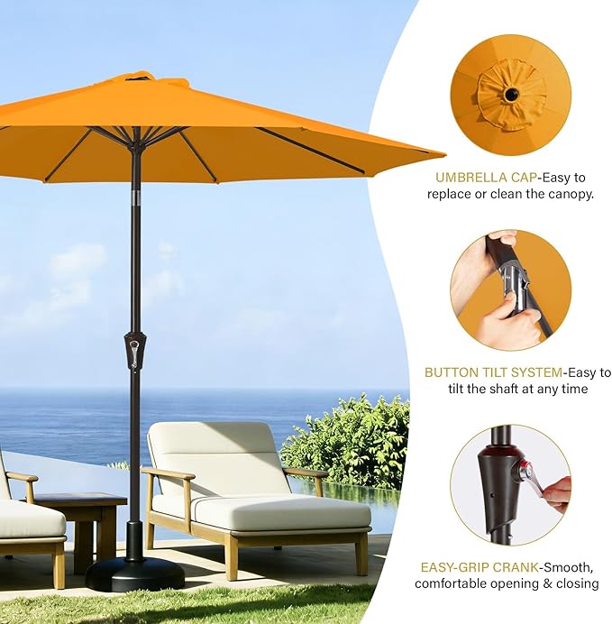 MEWAY 9ft Patio Umbrella Outdoor Table Umbrellas - Image 5