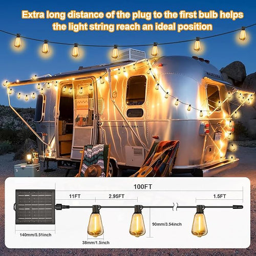 100FT Solar String Lights Outdoor Waterproof - Image 2