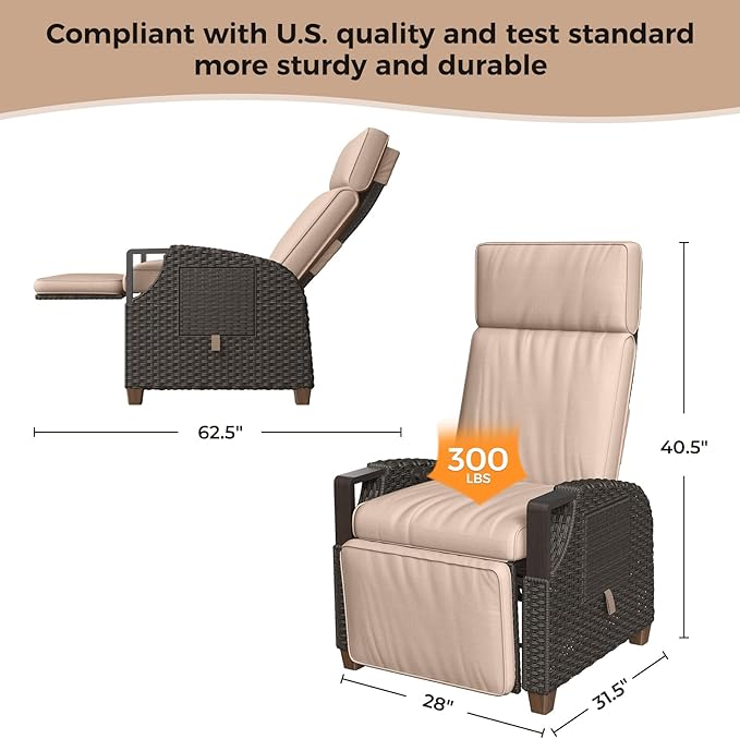 Grand patio Outdoor Recliner Air Pump 150° Lay Flat Reclining Chair - Image 2
