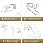 1” Diameter Gold Curtain Rod Itself is 30-60 inch 1 Pack, Fit 30 to 54 Windows - Image 6