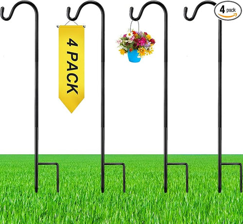 4 Pcs 24 Inch Shepherds Hook for Outdoor Adjustable Bird Feeder Pole Metal by Yetene