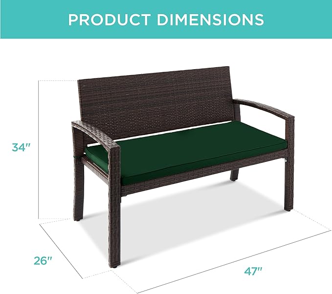 Best Choice Products Outdoor Bench 2-Person Wicker Garden Patio Benches Seating - Image 2