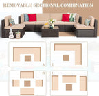 Vongrasig 7 Pieces Patio Furniture Sets, Outdoor Patio Conversation Set PE - Image 4