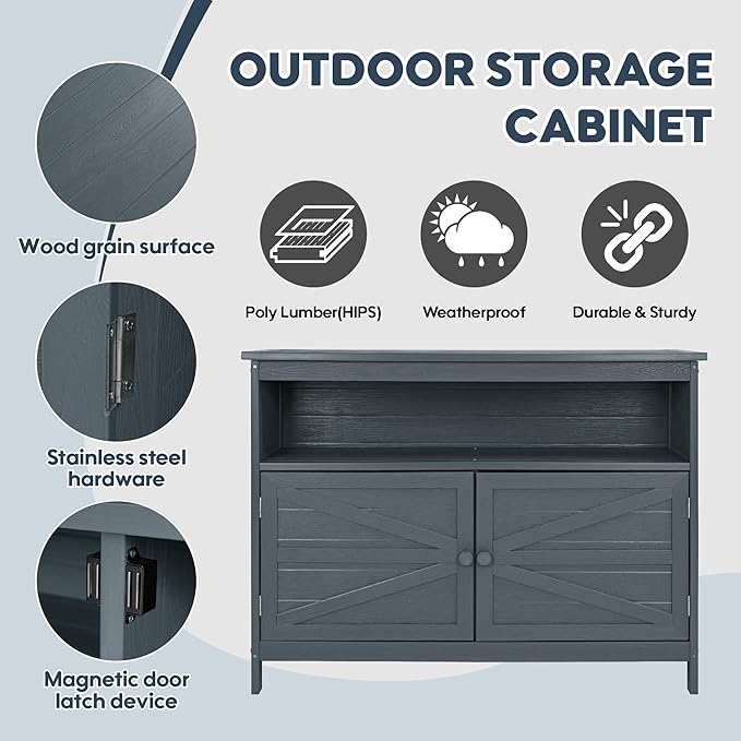 HIPS All-Weather Outdoor Storage Cabinet, Outdoor Sideboard - Image 4