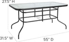 Flash Furniture Tory 31.5" x 55" Rectangular Tempered Glass Metal Patio Table - Image 3
