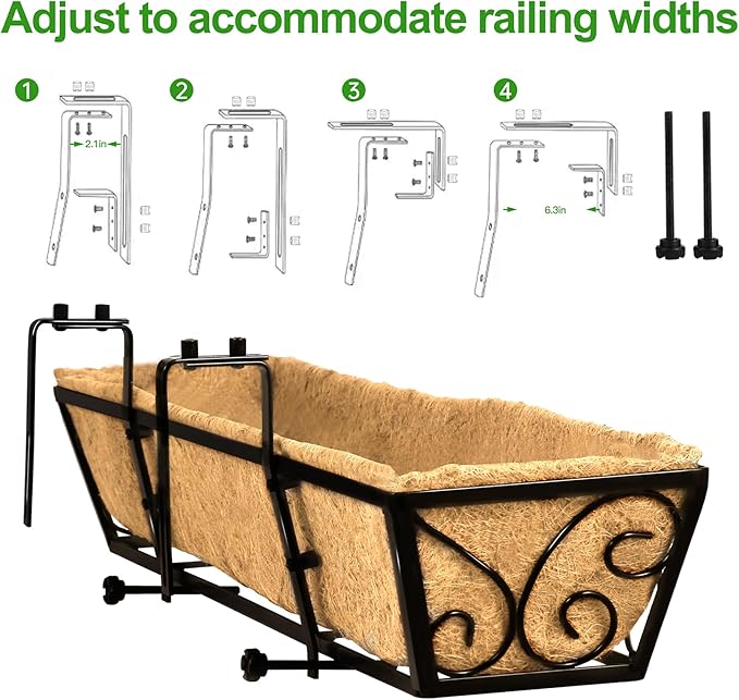 6pcs 30 Inch Window Deck with Coco Liner, Metal Hanging Flower Planter Window - Image 7