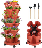 DUNCHATY Stackable Planters 6 Tier Vertical Garden Planting Tower Planters by DUNCHATY