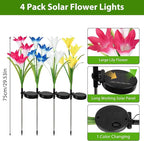 echosari 4 Pack Color Changing Solar Lights Outdoor Waterproof, Solar Lily - Image 6