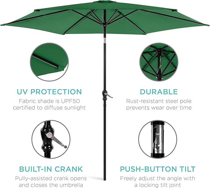 Best Choice Products 10ft Outdoor Table Compatible Steel Polyester Market Patio - Image 5