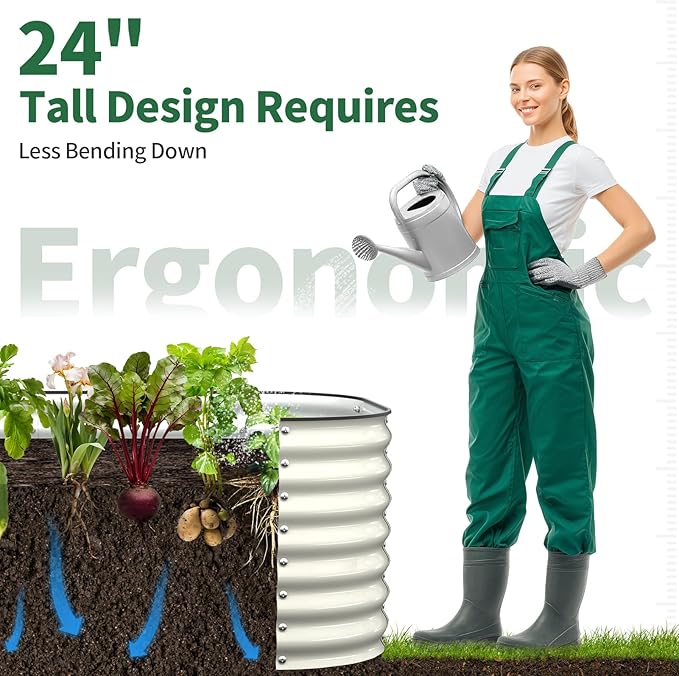 Kesfitt Raised Garden Bed Outdoor, Galvanized Steel Metal Raised Bed Planter - Image 6