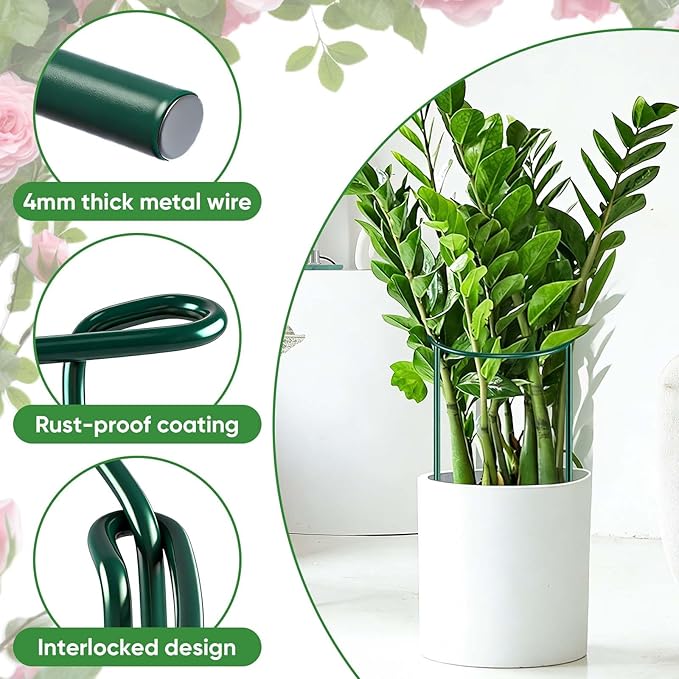 12 Pack 32 or 16 inch Adjustable Plant Support Stakes, Heavy-Duty Half Round - Image 4