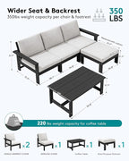 SERWALL Outdoor Sectional Sofa Set, 5-piece Outdoor Modula Couch Set - Image 2