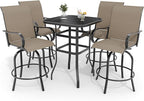 5 PCS Outdoor Bar Set with Outdoor Bistro Table and Chairs Set of 4, Bar Height by LuyFuitre